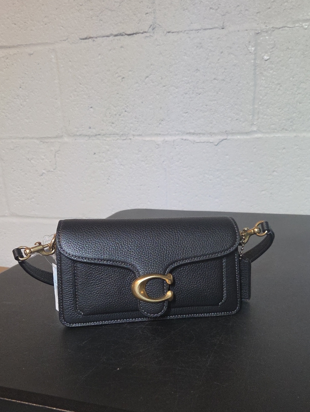Coach Black PB Tabby SB 20 RF Pebbled Leather Crossbody with Gold 'C' Accent